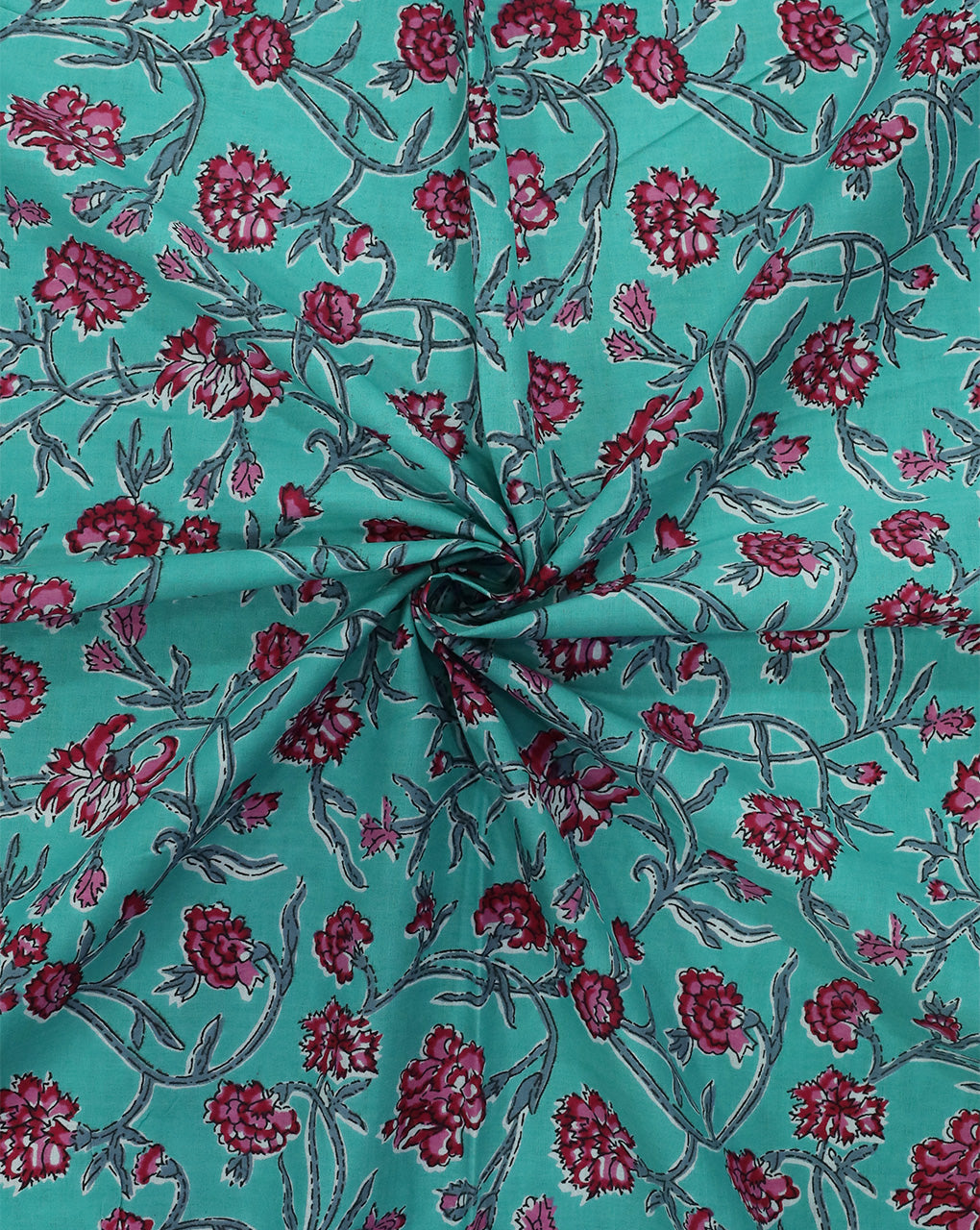 SEA GREEN FLORAL DESIGN COTTON PRINTED FABRIC – Sahni Fabs