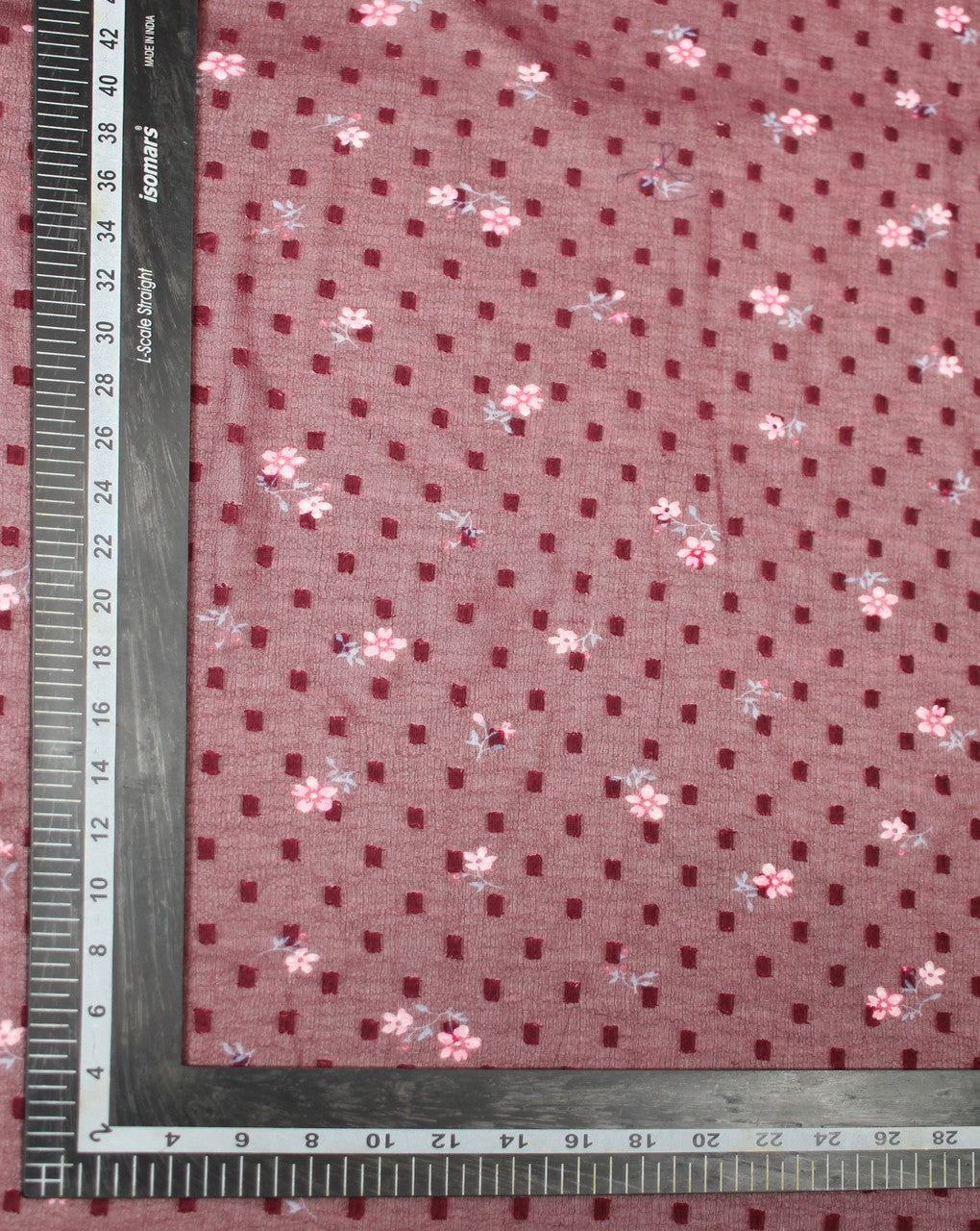 Maroon And Multicolor Flower Print Polyester Chiffon Fabric