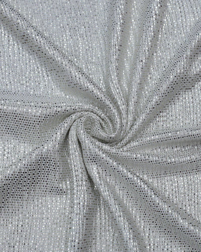 WHITE POLYESTER LUREX PLEATED FABRIC ( WIDTH 58 INCHES )