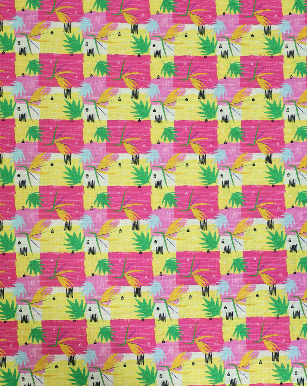 FLORAL AND LEAFS DESIGN POLYESTER SEERSUCKER DIGITAL PRINTED FABRIC