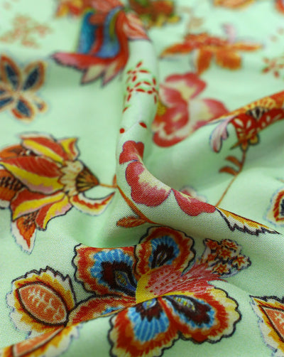 FLORAL DESIGN RAYON DIGITAL PRINTED FABRIC