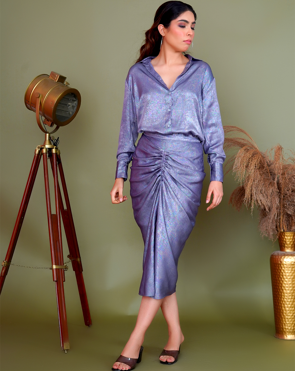 Satin With Foil Print Co-ord Set