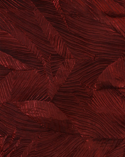 RED PLEATED SATIN ORGANZA FABRIC