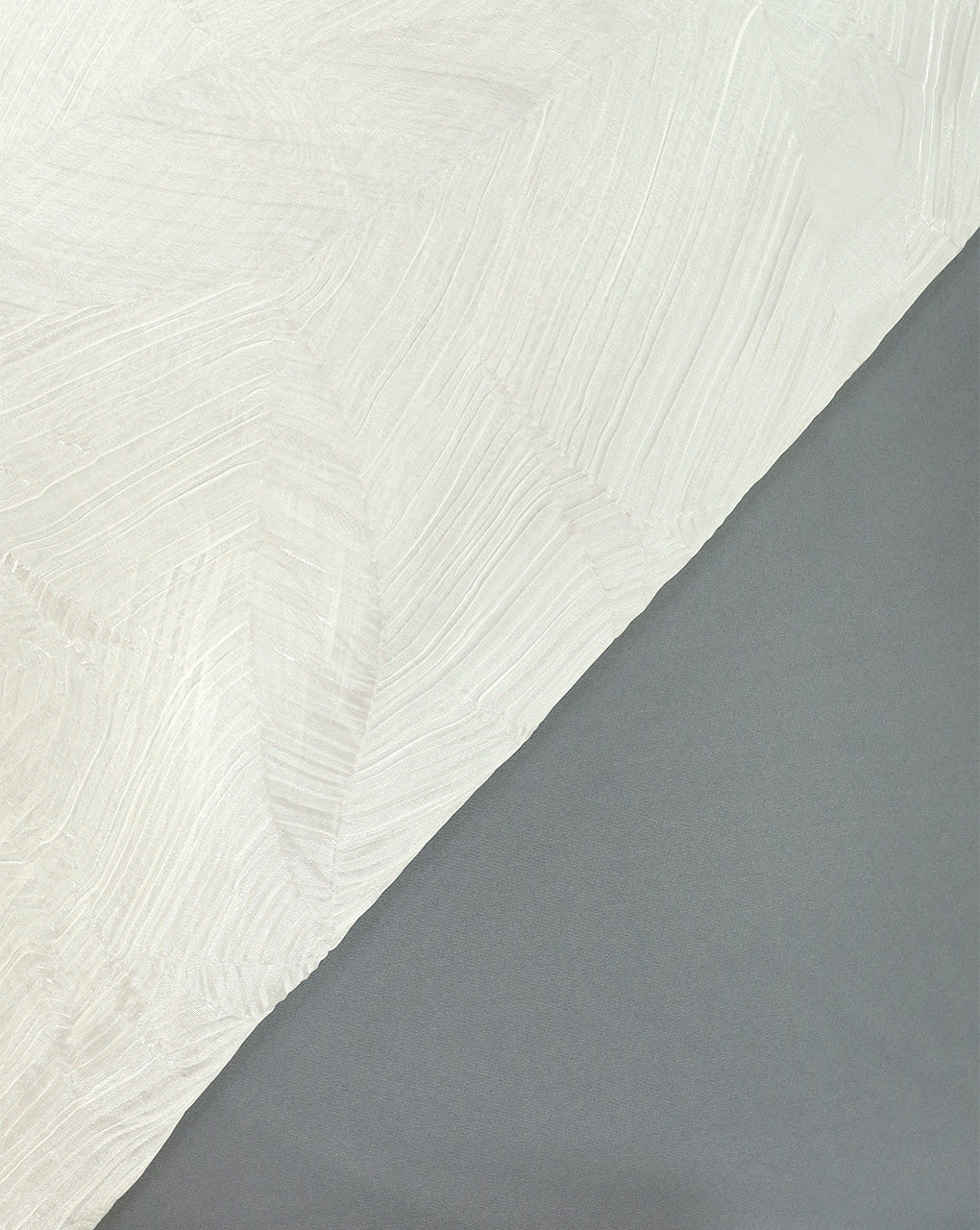 WHITE PLEATED SATIN ORGANZA FABRIC