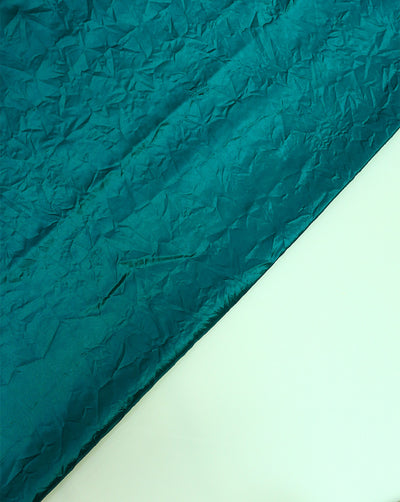 PEACOCK GREEN CRUSHED POLYESTER SATIN FABRIC