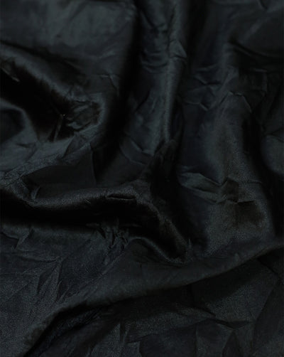 BLACK CRUSHED POLYESTER SATIN FABRIC