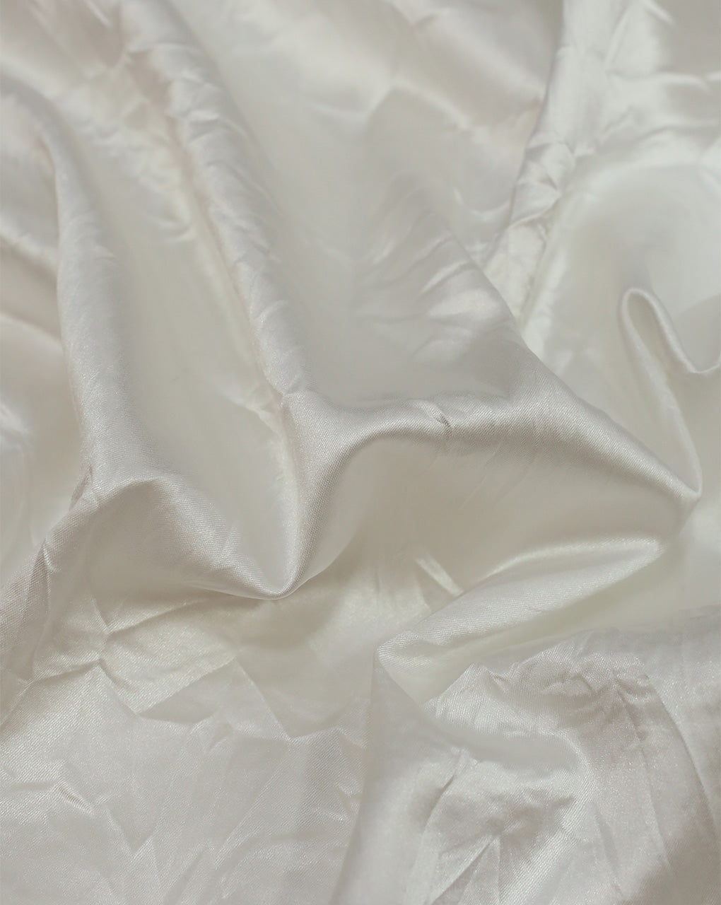 WHITE CRUSHED POLYESTER SATIN FABRIC