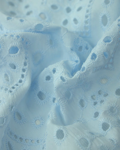 BLUE SHADE COTTON SCHIFFLI EMBROIDERY FABRIC