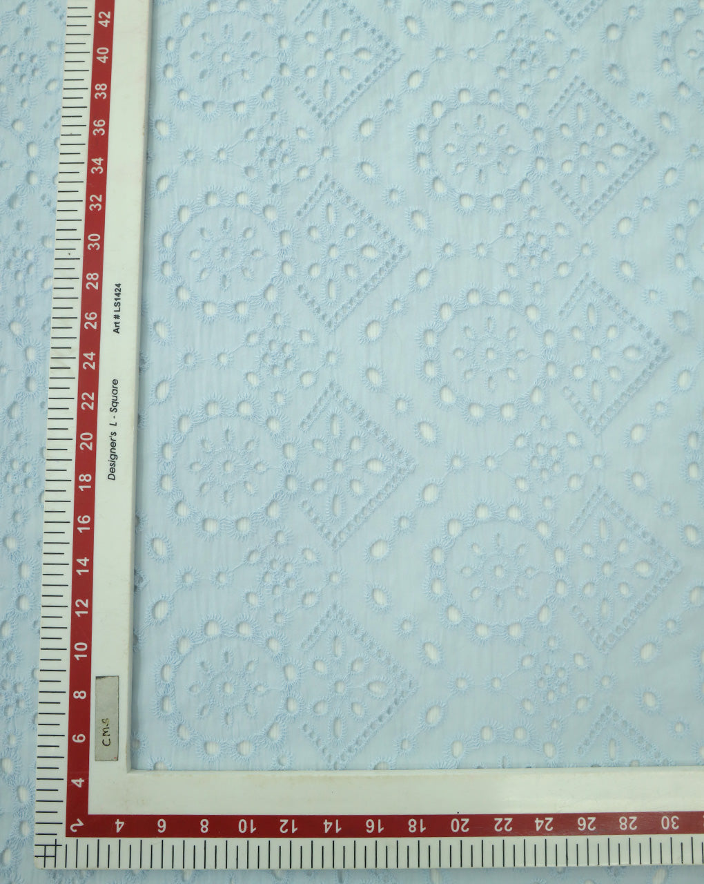 BLUE SHADE COTTON SCHIFFLI EMBROIDERY FABRIC
