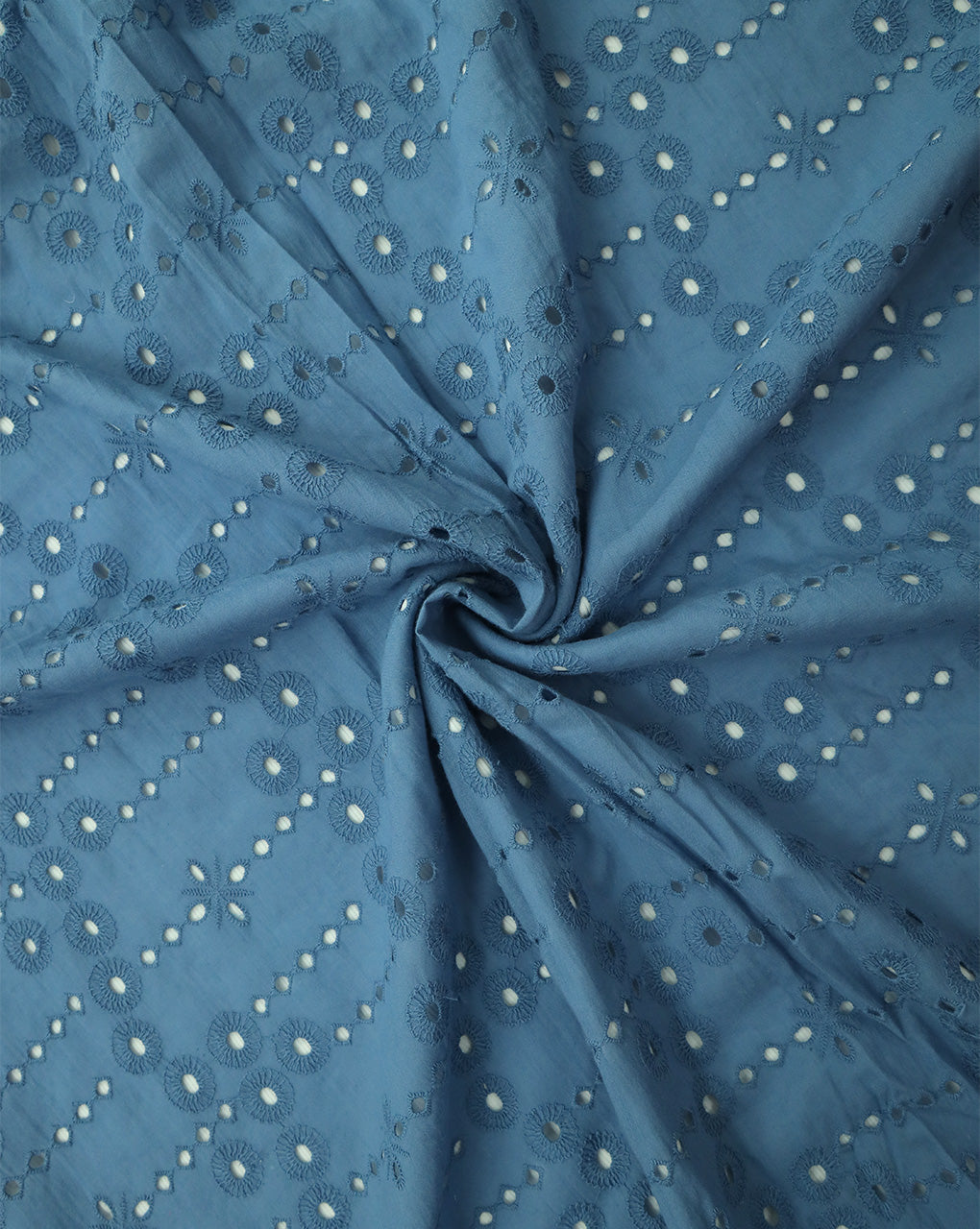 BLUE SHADE COTTON SCHIFFLI EMBROIDERY FABRIC