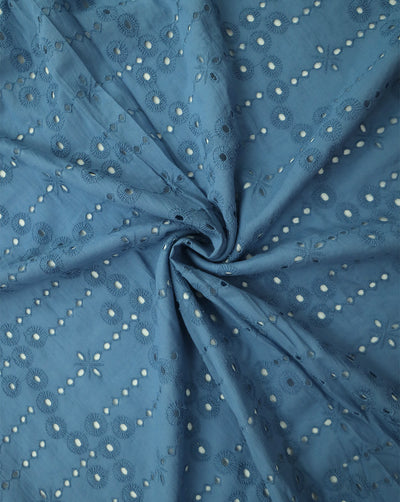 BLUE SHADE COTTON SCHIFFLI EMBROIDERY FABRIC
