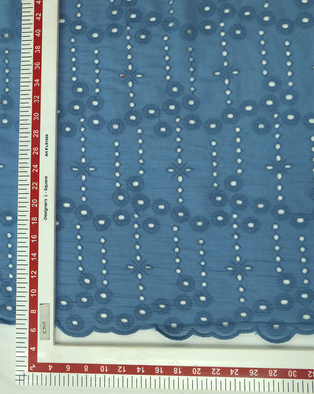 BLUE SHADE COTTON SCHIFFLI EMBROIDERY FABRIC