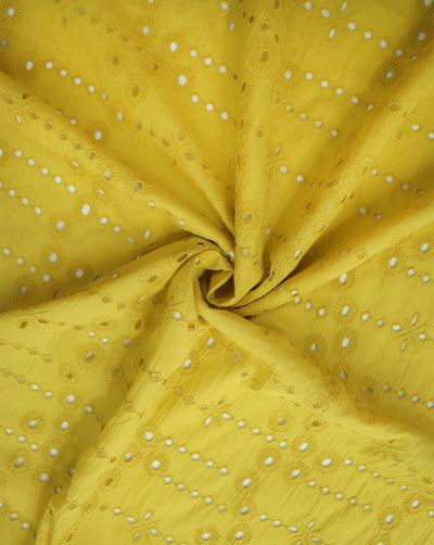 YELLOW SHADE COTTON SCHIFFLI EMBROIDERY FABRIC