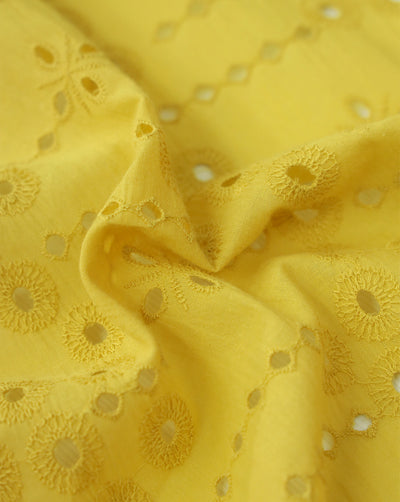 YELLOW SHADE COTTON SCHIFFLI EMBROIDERY FABRIC