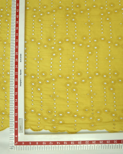 YELLOW SHADE COTTON SCHIFFLI EMBROIDERY FABRIC