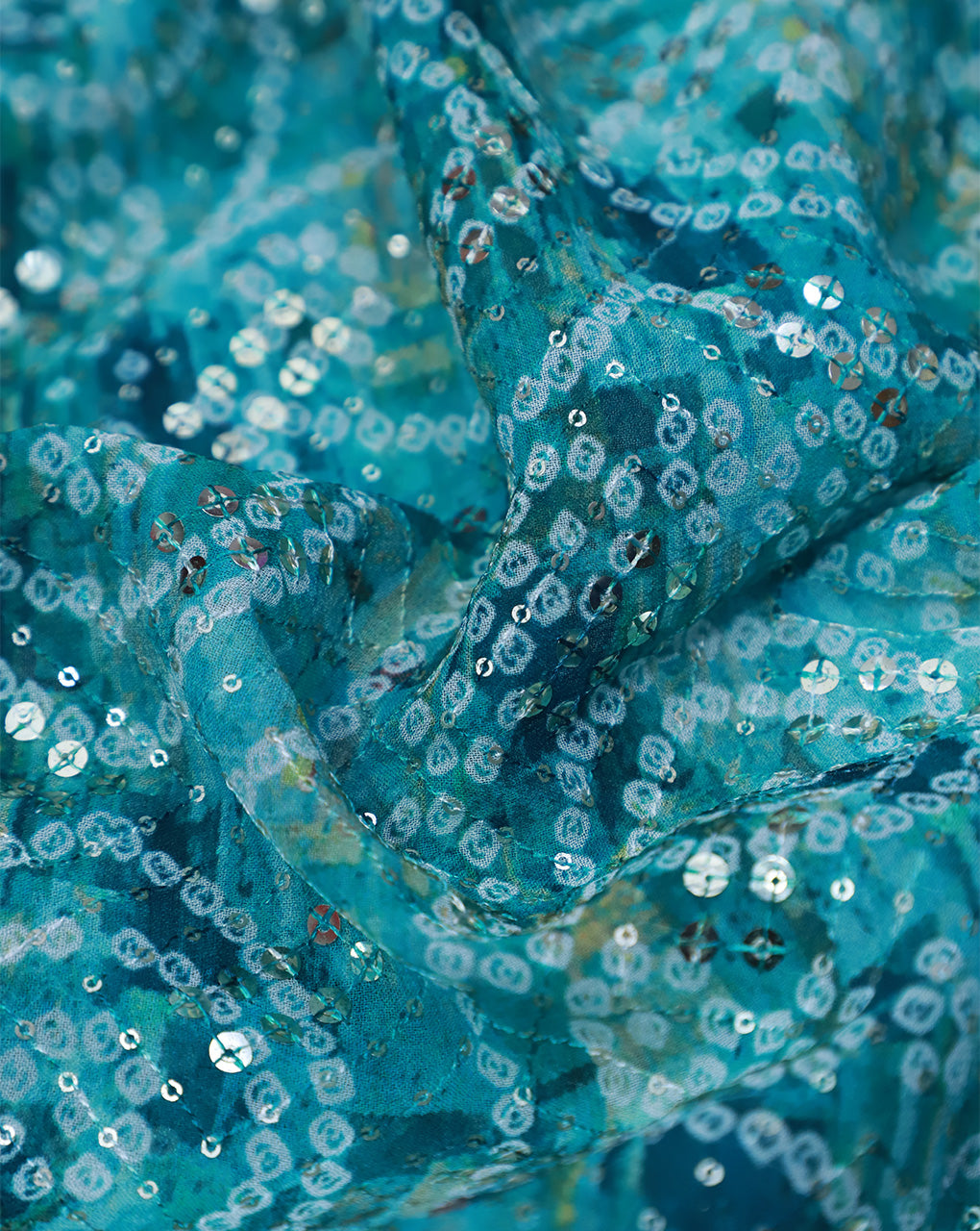 MULTICOLOR CHINON CHIFFON FABRIC WITH SEQUINS EMBROIDERY
