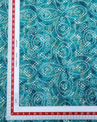 MULTICOLOR CHINON CHIFFON FABRIC WITH SEQUINS EMBROIDERY