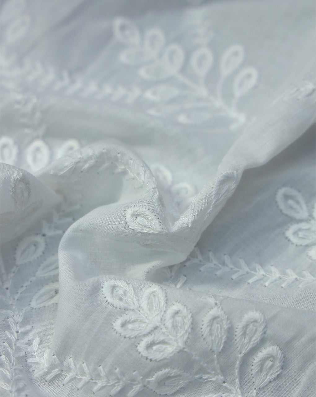 WHITE COTTON VOILE EMBROIDERY FABRIC