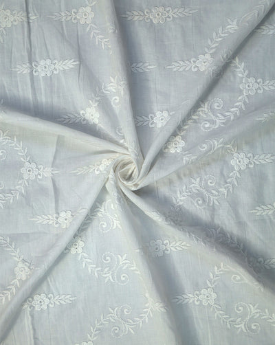 WHITE COTTON VOILE EMBROIDERY FABRIC