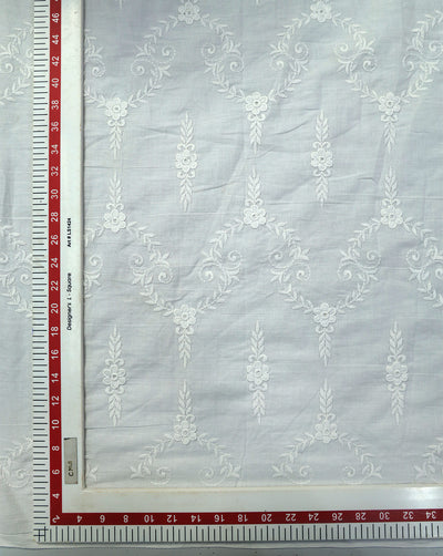 WHITE COTTON VOILE EMBROIDERY FABRIC