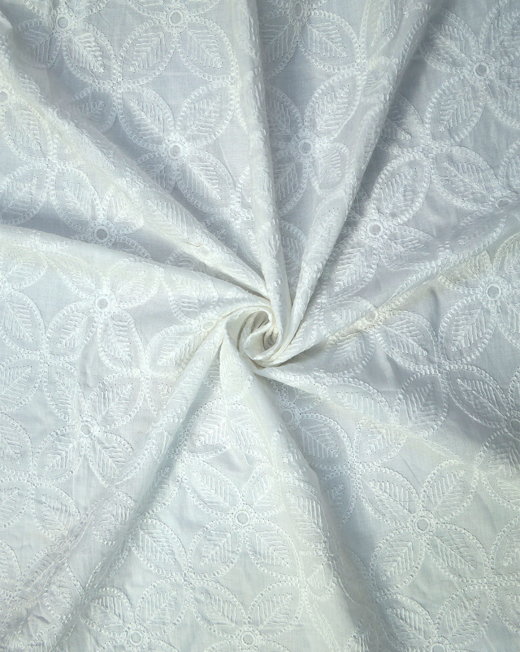 WHITE COTTON VOILE EMBROIDERY FABRIC