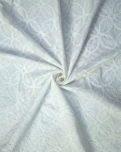 WHITE COTTON VOILE EMBROIDERY FABRIC