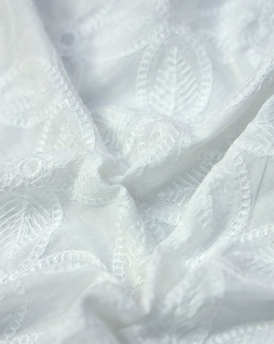 WHITE COTTON VOILE EMBROIDERY FABRIC