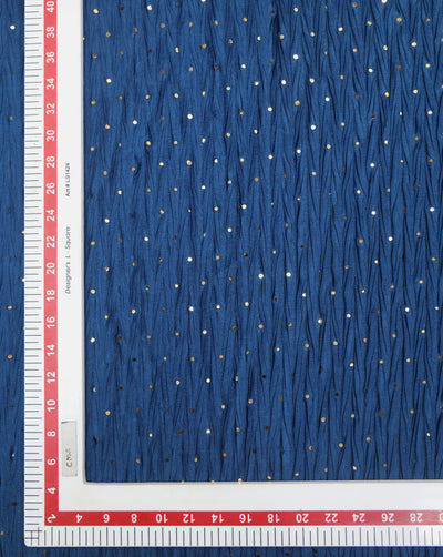 DARK BLUE POLYESTER CREPE SEQUINS FABRIC