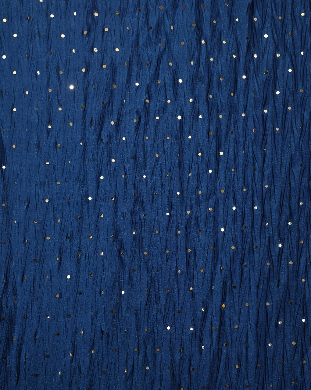 DARK BLUE POLYESTER CREPE SEQUINS FABRIC