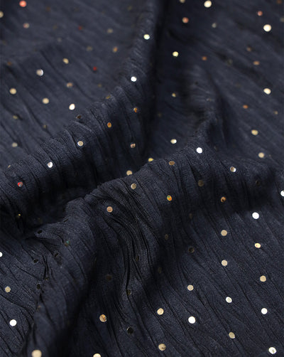 BLACK POLYESTER CREPE SEQUINS FABRIC
