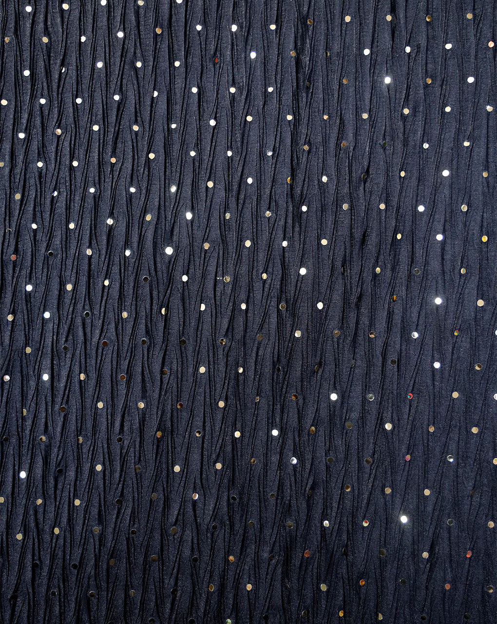 BLACK POLYESTER CREPE SEQUINS FABRIC