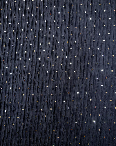 BLACK POLYESTER CREPE SEQUINS FABRIC
