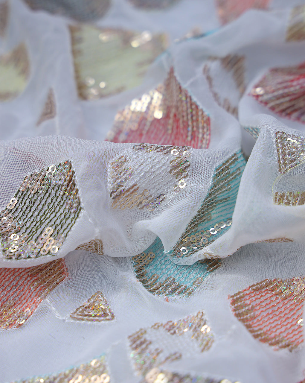 MULTICOLOR VISCOSE GEORGETTE EMBROIDERY FABRIC