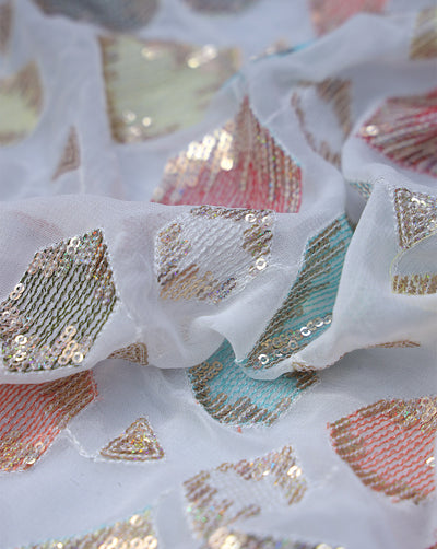 MULTICOLOR VISCOSE GEORGETTE EMBROIDERY FABRIC