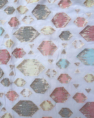 MULTICOLOR VISCOSE GEORGETTE EMBROIDERY FABRIC
