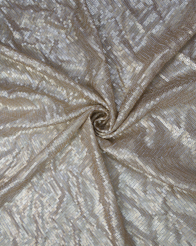 GOLDEN VISCOSE GEORGETTE SEQUINS EMBROIDERY FABRIC