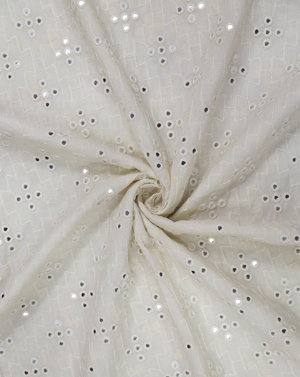 DYEABLE COTTON MIRROR WORK EMBROIDERY FABRIC