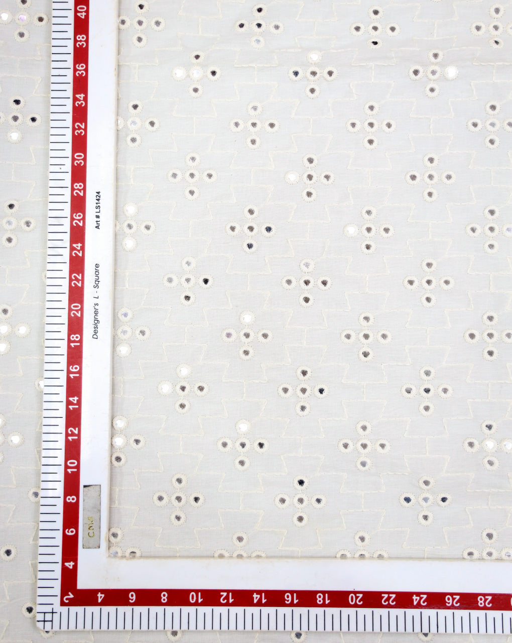 DYEABLE COTTON MIRROR WORK EMBROIDERY FABRIC