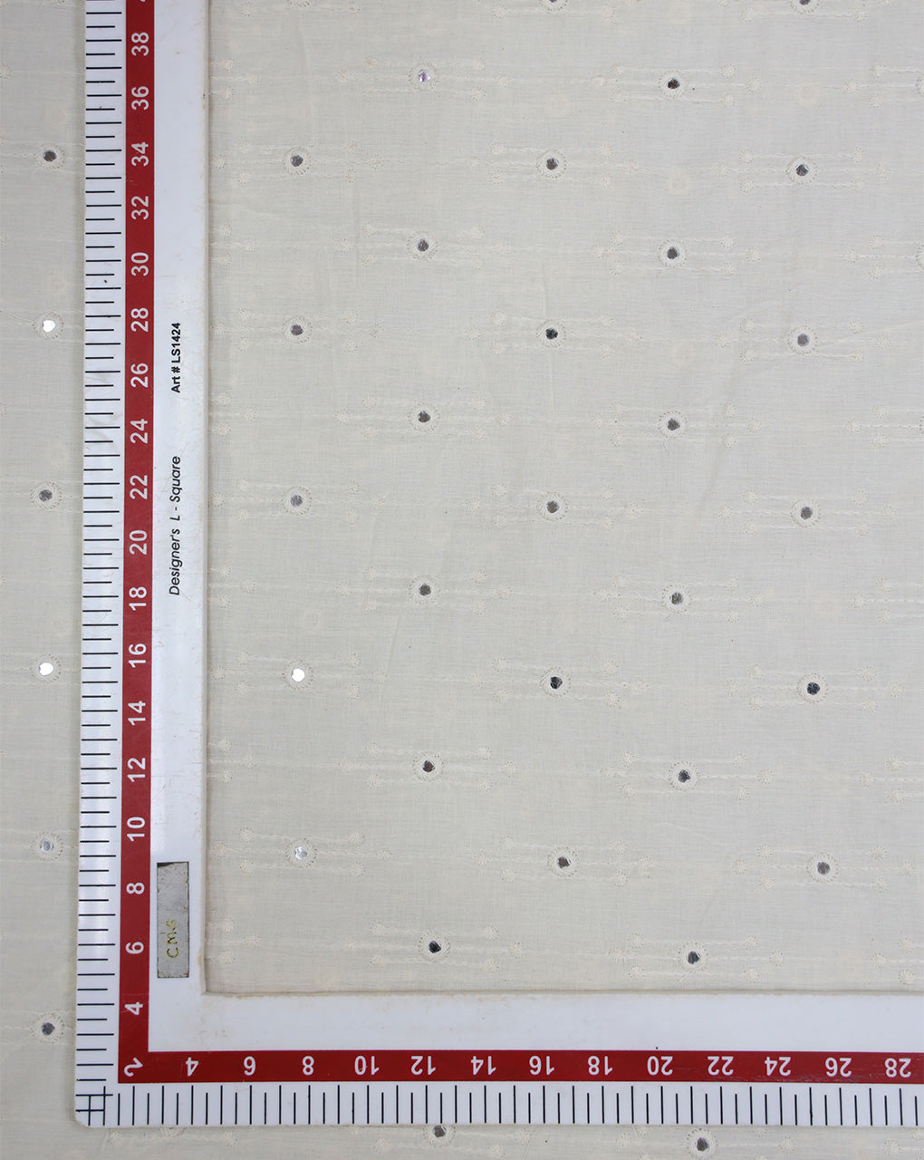 DYEABLE COTTON MIRROR WORK EMBROIDERY FABRIC