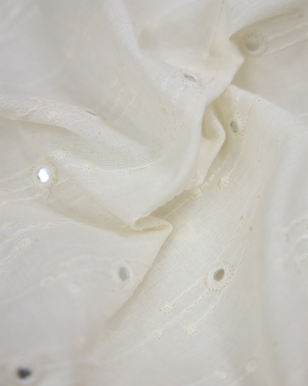 DYEABLE COTTON MIRROR WORK EMBROIDERY FABRIC