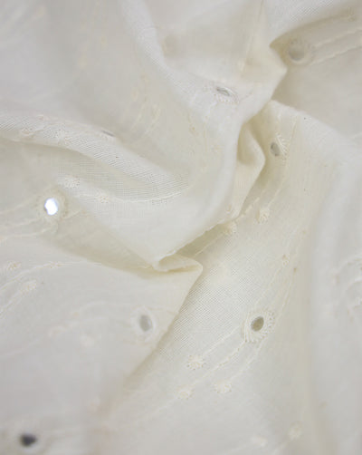 DYEABLE COTTON MIRROR WORK EMBROIDERY FABRIC