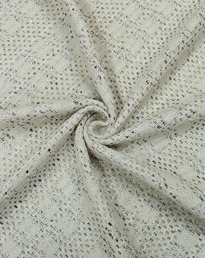 GREIGE COTTON SEQUINS EMBROIDERY FABRIC