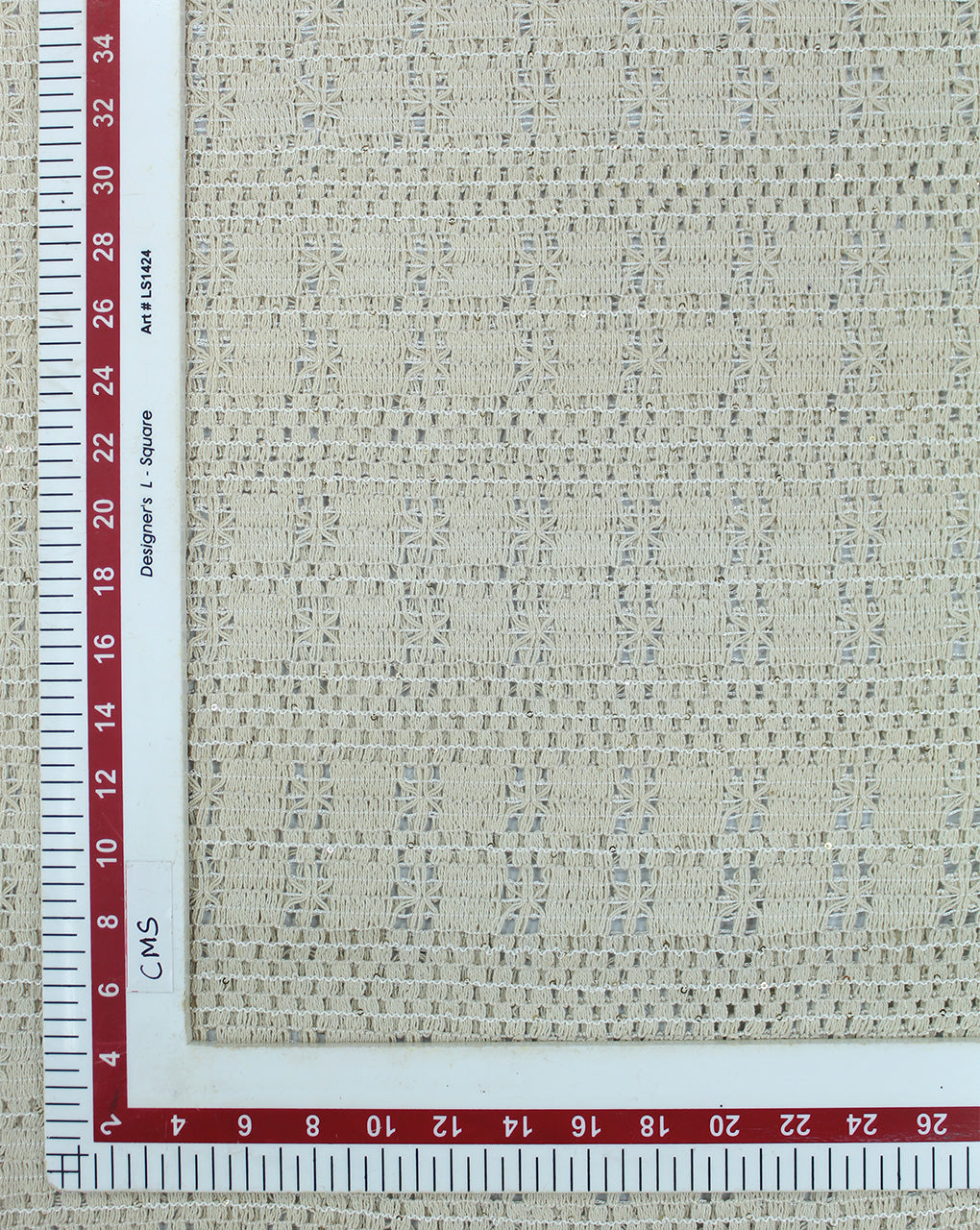 GREIGE COTTON SEQUINS EMBROIDERY FABRIC
