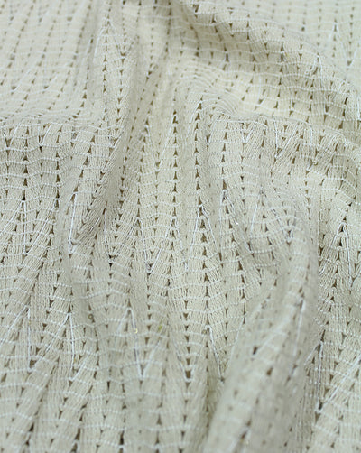 GREIGE COTTON SEQUINS EMBROIDERY FABRIC