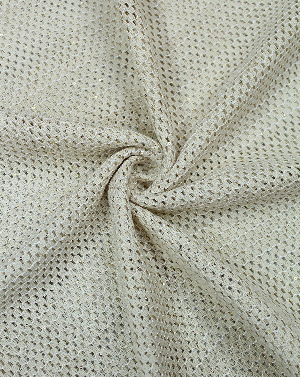 GREIGE COTTON SEQUINS EMBROIDERY FABRIC
