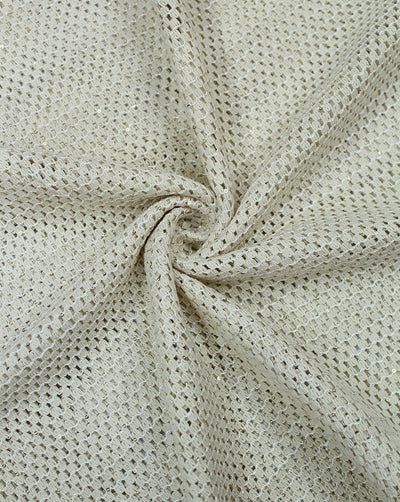 GREIGE COTTON SEQUINS EMBROIDERY FABRIC