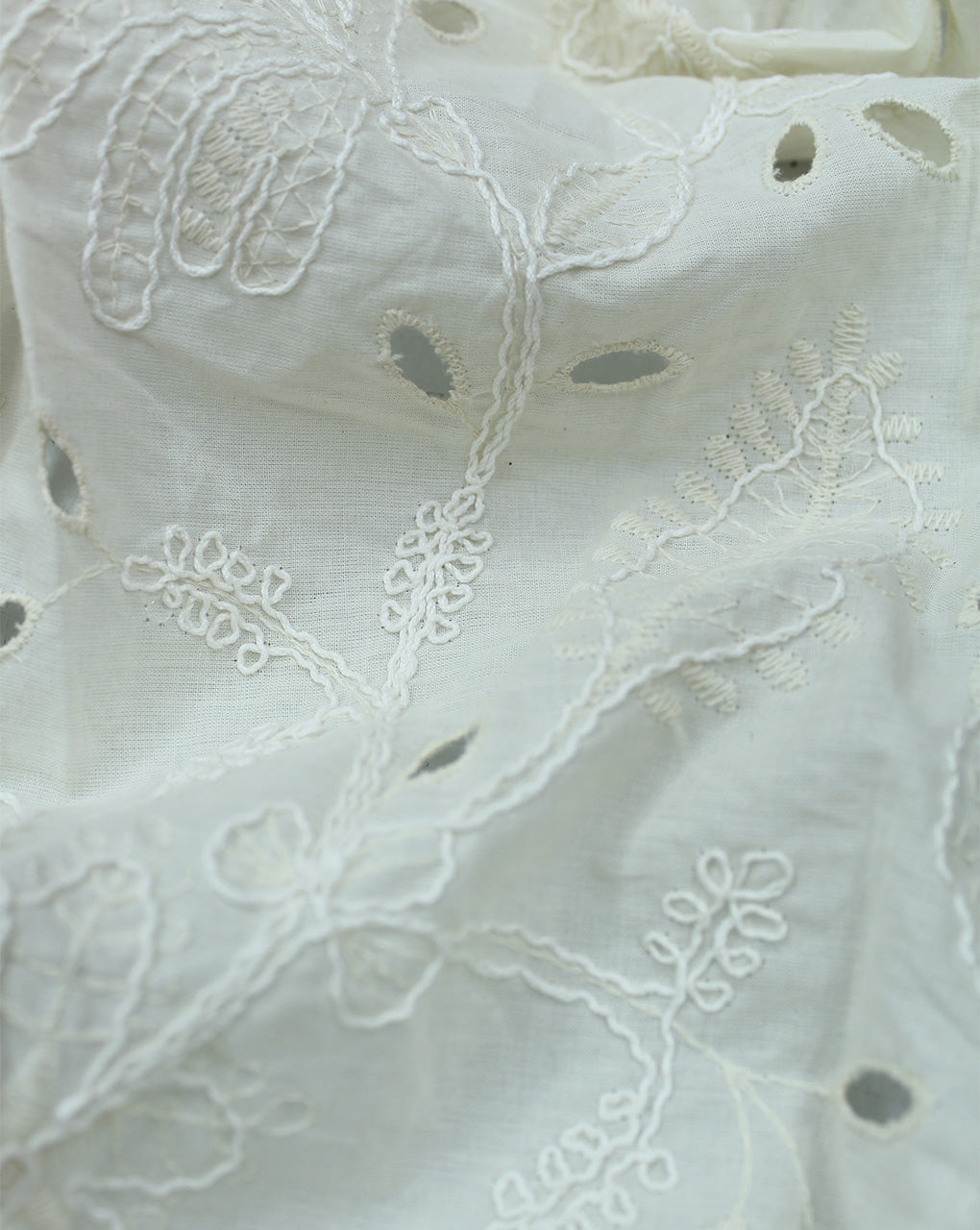 GREIGE COTTON SCHIFFLI EMBROIDERY FABRIC