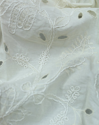 GREIGE COTTON SCHIFFLI EMBROIDERY FABRIC