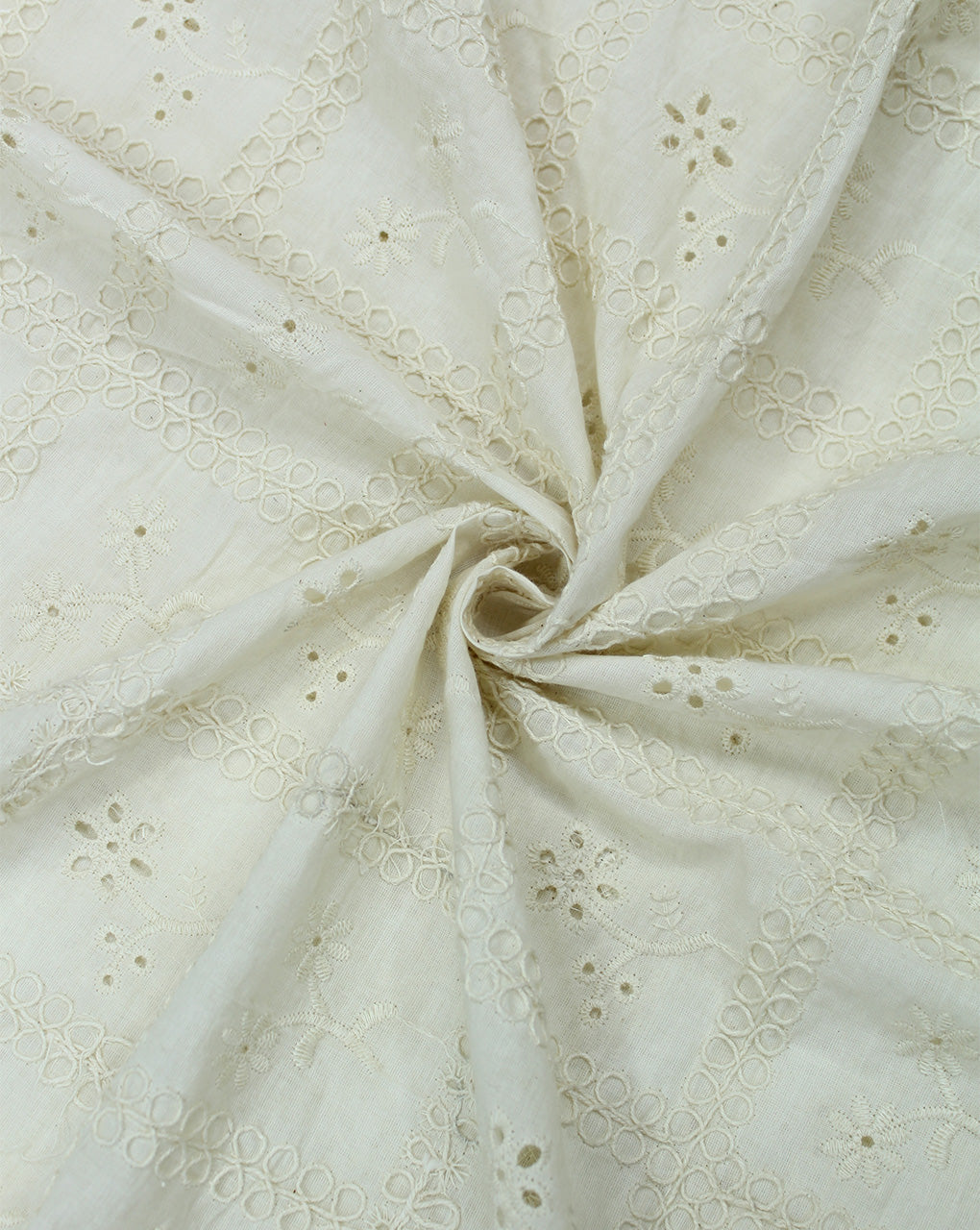 GREIGE COTTON SCHIFFLI EMBROIDERY FABRIC
