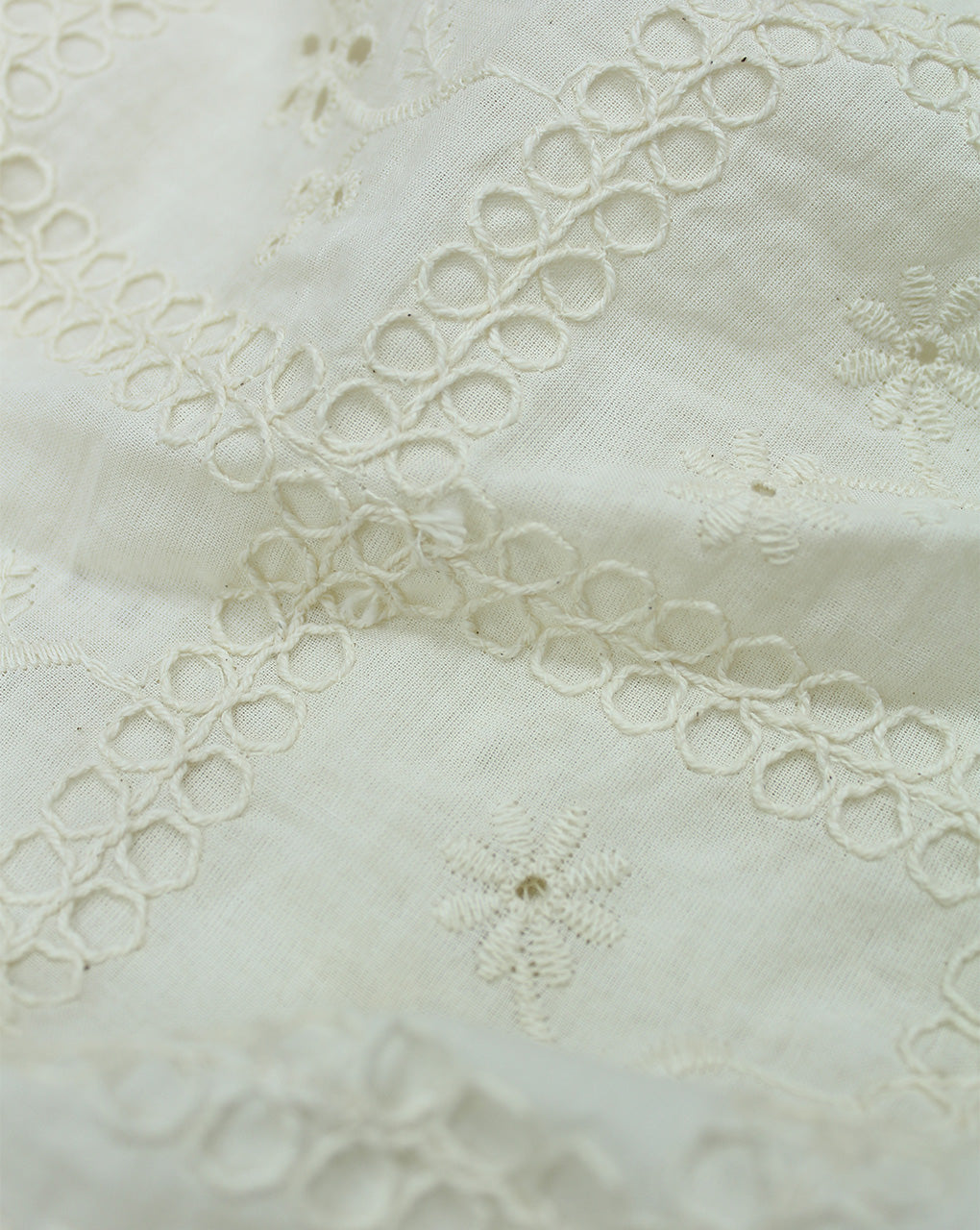 GREIGE COTTON SCHIFFLI EMBROIDERY FABRIC